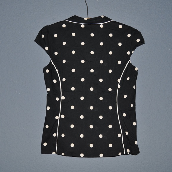 ANN TAYLOR Black Polka Dots Retro Blouse Top [C3] - Picture 6 of 6